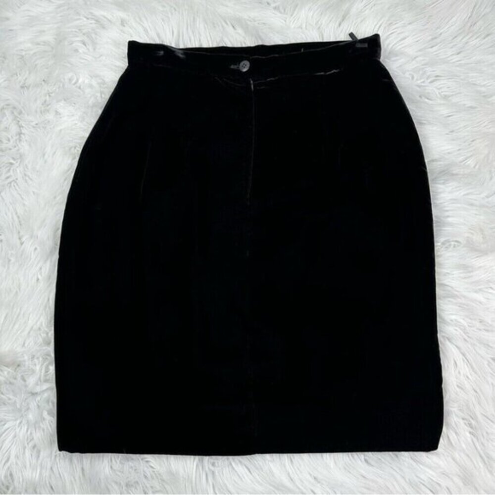 Valentino Studio‎ Black Velvet Pencil Skirt Vintage Made in Italy W27 Hemmed - Picture 6 of 14